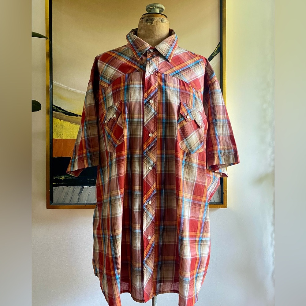 Wrangler Plaid Western Pearl Snap Shirt